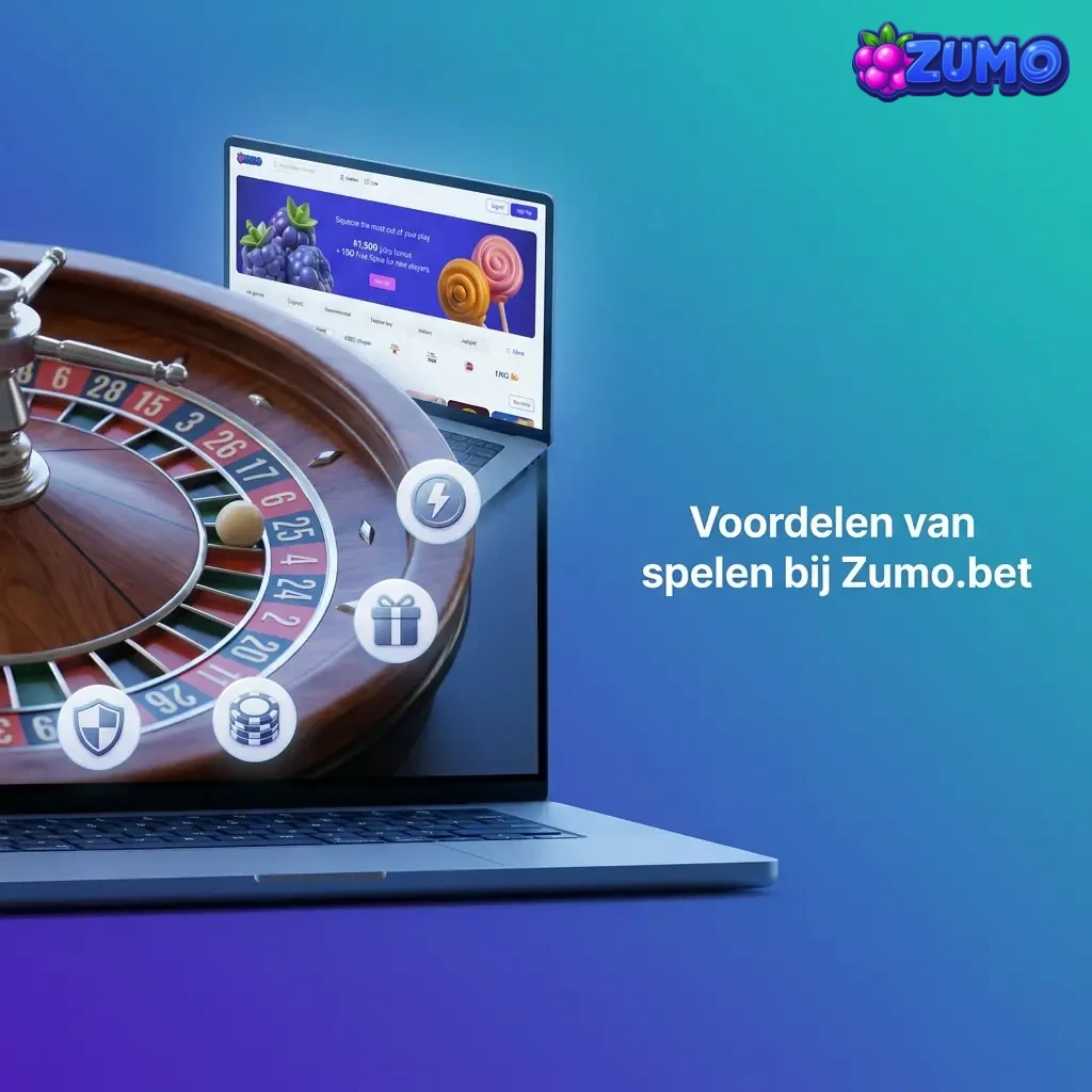 Infographic met voordelen van spelen bij Zumo.bet: casino en sportsbook, iDEAL, mobiel, filters en accountoverzicht