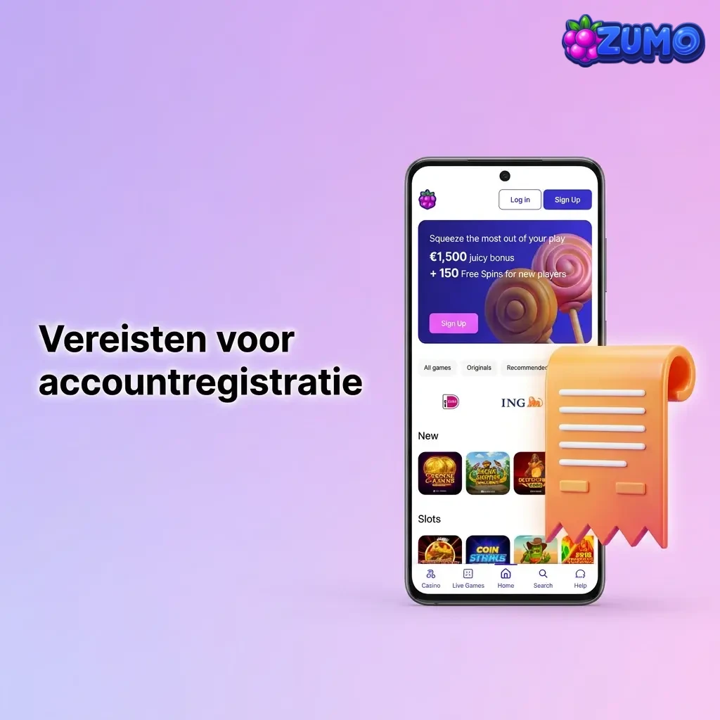 Checklist voor Zumo.bet accountregistratie: 18+, één account, echte gegevens, e-mail/telefoon, voorwaarden accepteren.
