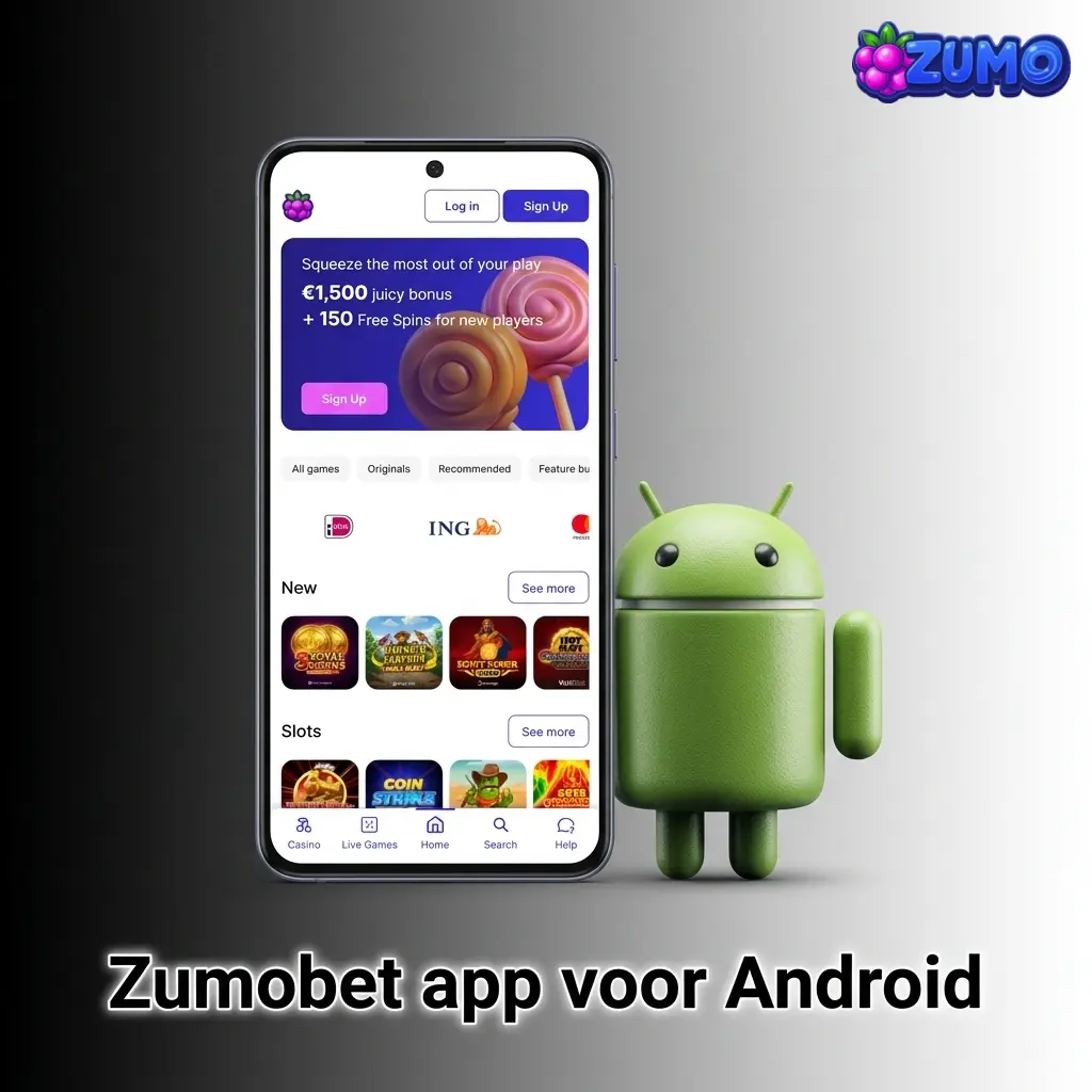 Zumobet Android app voor sportweddenschappen en casino games in euro op mobiel